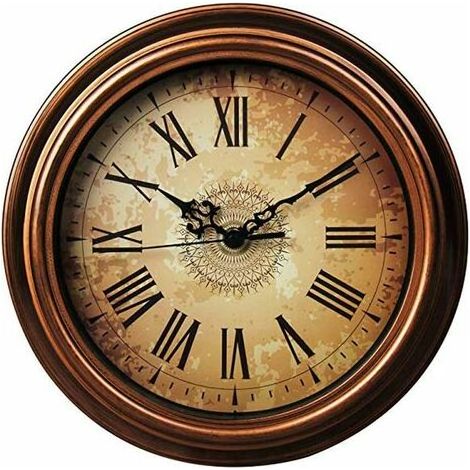 royaluxe - Horloge Murale Silencieuse Vintage Pendules Murales pour Le Salon Cuisine Chambre à Coucher Bureau à Domicile - Marron (1/5)