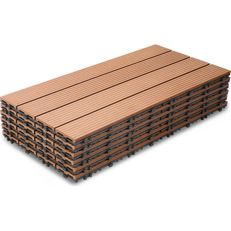 SWANEW Piastrella per terrazza Piastrelle per giardino ad incastro Rivestimento Piastrelle ad incastro in legno composito WPC 60x30 marrone 36pz