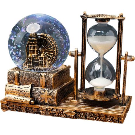 Boule À Neige Avec Musique - Tour Rétro Et Sablier Détachable - Décoration De Noël Pour Bureau Salon Chambre - 20 cm - 1 Pièce (1/5)