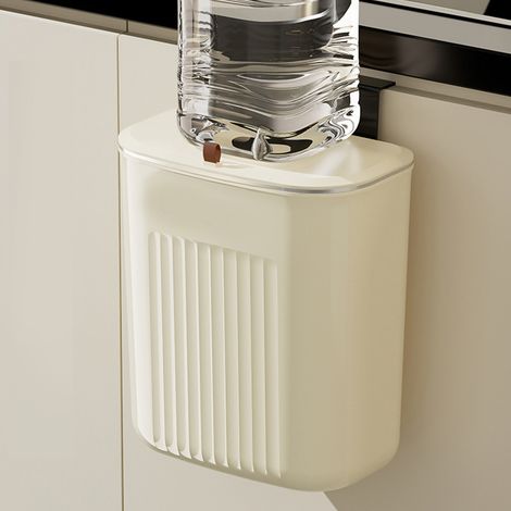 Poubelle de cuisine murale grande capacité pour la maison, le salon, la salle de bain, les toilettes, design haut de gamme, avec couvercle, adaptée aux espaces étroits. (1/5)