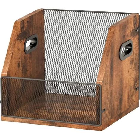 Boîte de rangement rétro en bois pour disques vinyles - Design en bois massif - 37 x 29 x 29 cm (1/5)