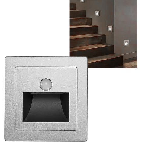 Éclairage d'escalier solaire encastré à LED en ABS avec détecteur de mouvement, idéal pour terrasses, marches, clôtures, patios, allées et jardins. Lumière blanche 6000K. (1/5)