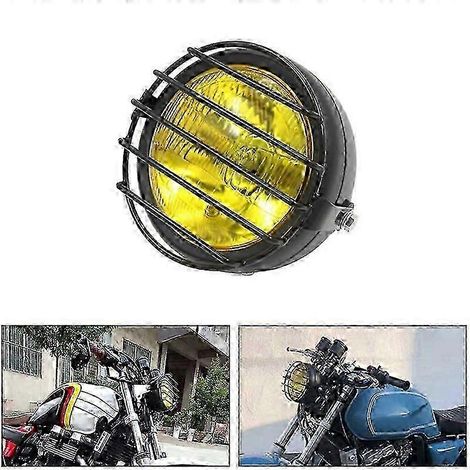 Retro Vintage Motorrad Universal Seitenmontage 35W 6,5 Zoll Amber Scheinwerfer Café mit Grill Edition 0619