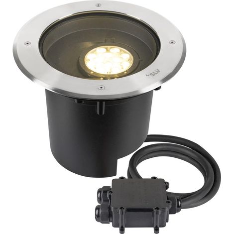 Encastré sol DASAR® XL asymétrique 3000K 70°/40° IP65/IP67 rond inox/noir - SLV - 1009170 (1/4)