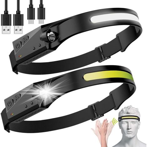 Lampe frontale LED rechargeable – Faisceau large 230° – 350 lumens – 5 modes d'éclairage – Étanche IPX4 – Confortable et léger (1/5)