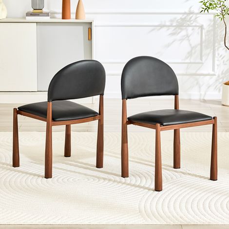 Ensemble de 2 chaises de salle à manger modernes, chaises rembourrées avec dossier semi-circulaire, chaises de cuisine en similicuir et pieds en métal, chaises uniquement (table non incluse), hauteur (1/4)