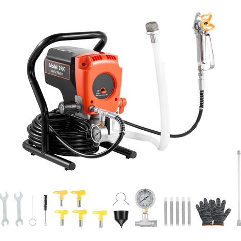 Pistolet de peinture électrique sans air 900W, 3300PSI haute pression, avec brosse de nettoyage, tuyau, rallonge et buses. Idéal pour murs intérieurs, extérieurs et clôtures. (1/5)