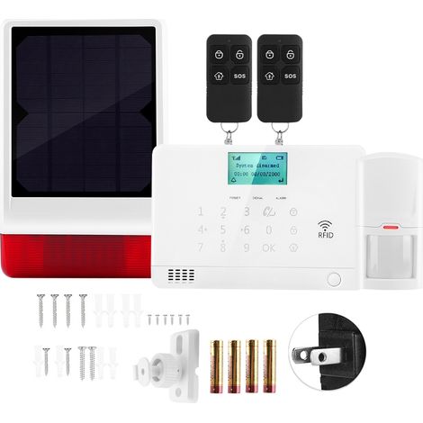 Kit Alarme Maison Solaire Acousto-optique Sirène Télécommandée 110-240V (Prise US) (1/5)