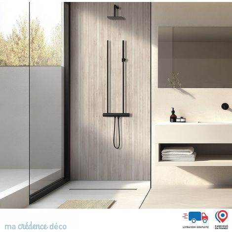 Panneau de douche : Lattes en bois - Couleur Couleurs pales - Alu composite - 90 - 245 (1/4)