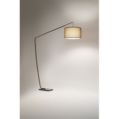 Lampadaire Arc Métal Marron Métallisé, Base Marbre, Design Moderne avec Abat-jour, Hauteur 215 cm, Culot E27 Max 40W - Perenz, Luminaire Salon