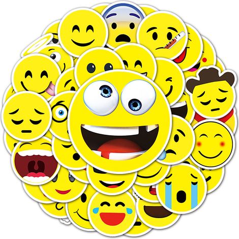 Smiley Fashion 50 Stück wasserfeste Vinyl-Aufkleber für Wasserflaschen, Laptops, Autos, Skateboards