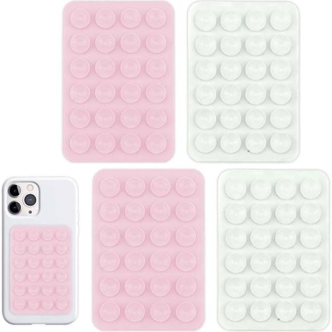 Silikon-Handyhülle mit Saugnapf – 4 Stück – Rosa und Weiß – Stabiler Handyhalter – Für Selfies und Videos – Universell (1/5)