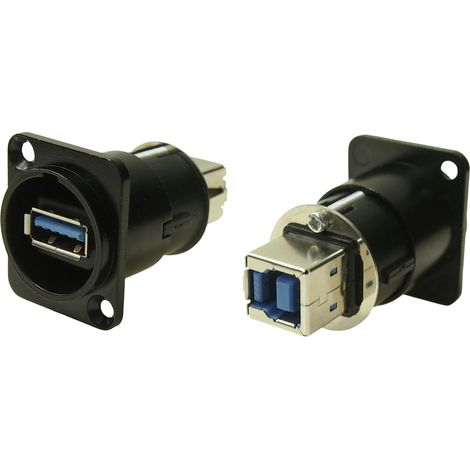 XLRFT USB 3.0 A-B Buchse schwarz Metall Geerdet Adapter, Einbau CP30108 Cliff Inhalt: 1 St.