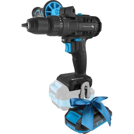 Perceuse à percussion brushless 18V, couple 80 Nm, mandrin 13 mm, 21+1 réglages de couple, éclairage LED, engrenage métallique + batterie 2,0 Ah (1/5)
