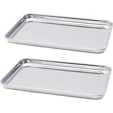 Plaque de cuisson rectangulaire en acier inoxydable antiadhésif pour ailes de poulet et légumes (26,5 x 20,5 x 2,5 cm) (1/5)