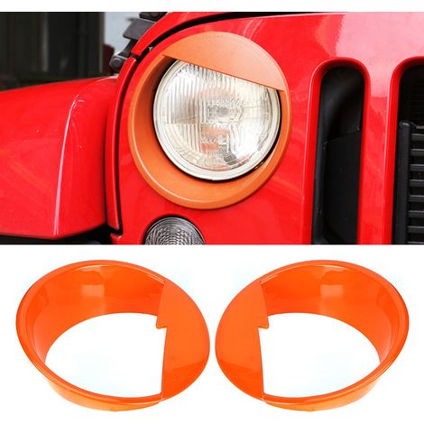 1 Paar Frontscheinwerferabdeckungen, Zierblenden, passend für Jeep Wrangler 2007-2017, Orange (1/5)