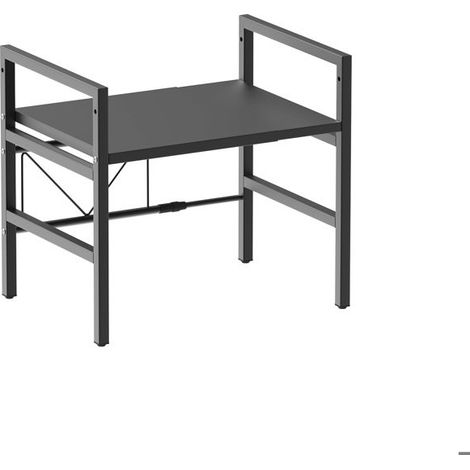Microwave oven rack, vertical expandable microwave oven rack, microwave oven stand with 6 hooks - black