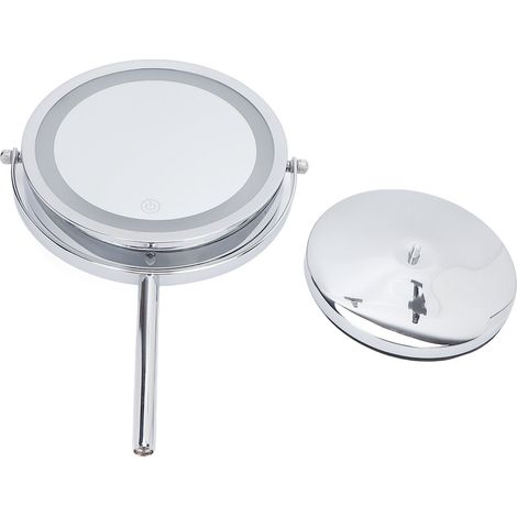 Miroir De Maquillage LED - Grossissement 3X - Rotation 360° - Base Antidérapante - Alimentation Par 4 Piles AAA - 1 Pièce (1/5)