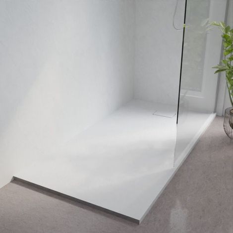 Cuisibane – Receveur de douche à carreler 180x90 cm – Extra plat en béton de synthèse – Surface antidérapante effet pierre – Épaisseur 32 mm