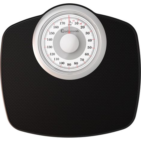 A25 Pèse-Personne Analogique - Jusqu'à 180 kg - Cadran 5 Pouces Plateforme Adaptée aux Grands Pieds, Surface Antidérapante en Caoutchouc Strié, sans Piles, Cadran Contrasté - Blanc (1/5)