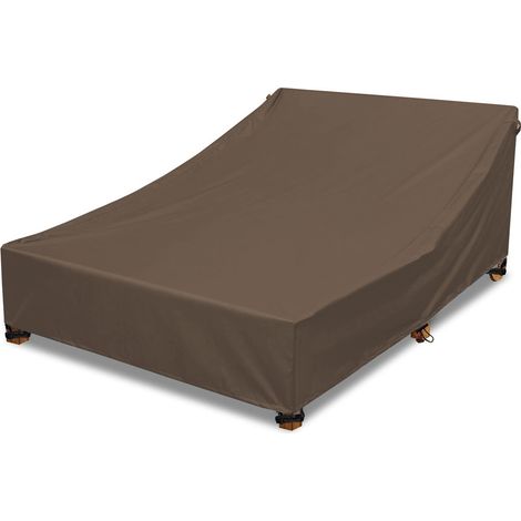 Housse de protection pour chaise longue double en tissu Oxford 210D, étanche anti-poussière anti-UV, pour extérieur,Couleur café (1/5)