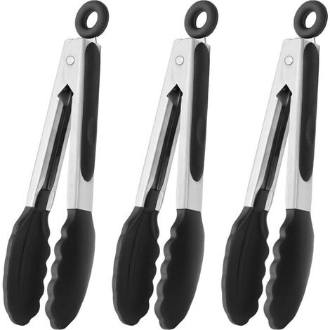 3-teiliges Set kleiner Silikonclips, Servierclips, 21 cm Gesamtlänge, schwarz (1/4)