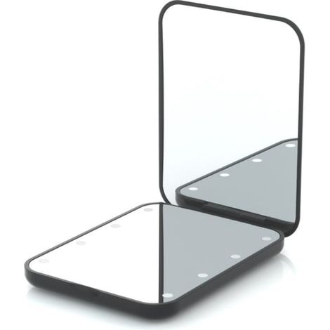 Miroir de maquillage double face LED - Miroir pliable à lumière grossissante x2 (1/5)