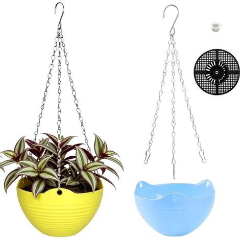 Jardinières suspendues Lot de 2 décoratives en résine Panier suspendu intérieur extérieur (1/5)