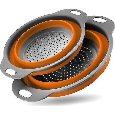 Passoire pliable, lot de 2, grande capacité (4 litres), pour égoutter pâtes, spaghettis, fruits et légumes. Ustensile de cuisine. (1/5)