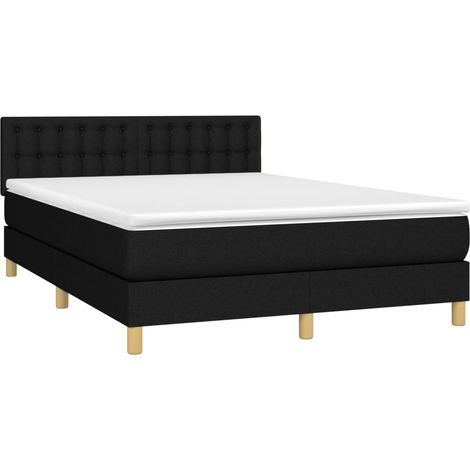 vidaXL Sommier à lattes de lit avec matelas Noir 140x190 cm Tissu
