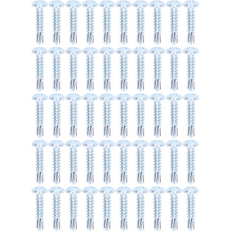50 vis à bois autoforeuses tête ronde cruciforme en acier au carbone 4.2x19mm kit de fixation pour réparation (1/5)