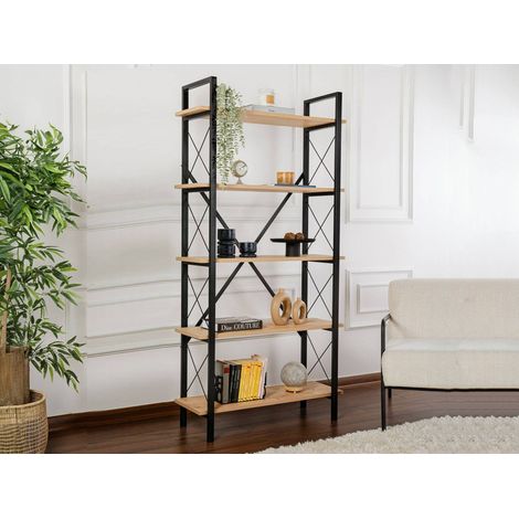 Dmora - Libreria Martone, Scaffale da ufficio, Mobile portalibri, Biblioteca, 90x34 h180 cm, Quercia e Nero (1/5)