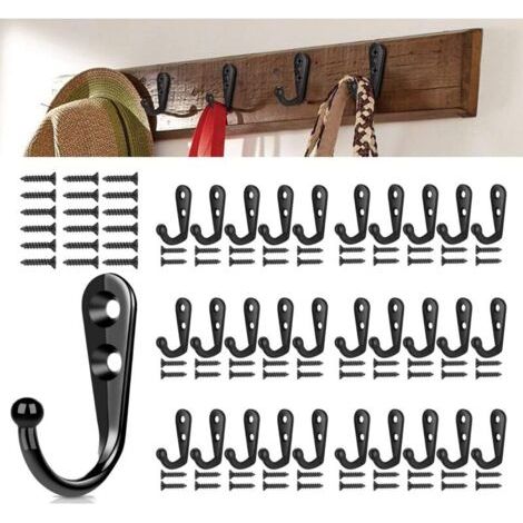Set mit 30 schwarzen Wandhaken, Kleiderhaken im Retro-Stil, Wandhaken aus Metall für Küche, Bad und Ankleidezimmer – schwarz (1/4)