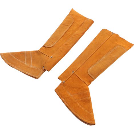 Guêtres de soudage en cuir de vachette, taille ajustable, ignifugées, avec boucle, pour barbecue et agriculture. Protection des pieds de soudage à boucle et cerceau ajustable. (1/5)
