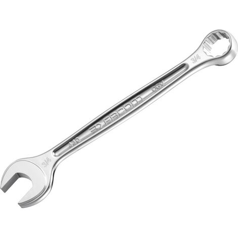 Facom – Clé à extrémité ouverte 1/4 pouce – Clé plate 115 mm – Double terminaison – Finition chrome satiné – Profil OGV 12 pans