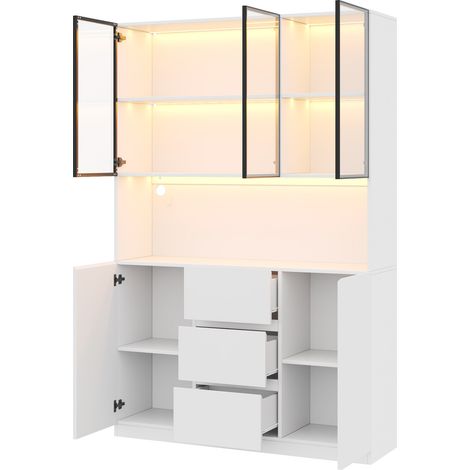 Vitrina de vidrio LED 120 x 40 x 200 cm blanca HOMVRA (1/5)