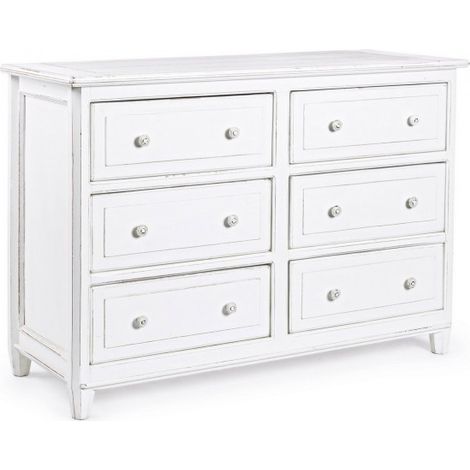 Cassettiera Legno Bianco Rustico da Interno - CORINNE (1/5)