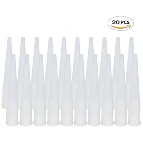 Lot de 20 Embout Douille Pistolet Silicone Cartouche Douilles Silicone Buses de Rechange pour Mastic Adhésif en Silicone avec Grattoir Plastique pour Calfeutrer Extension Remplacement Calfeutrage (1/5)