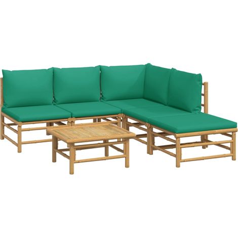 Salon de jardin 6 pcs avec coussins vert bambou vidaXL