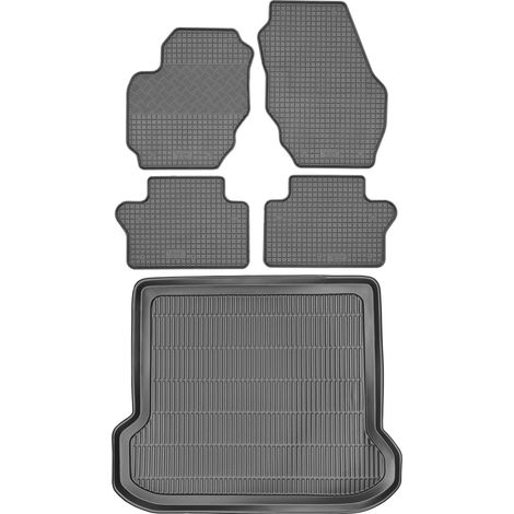 Set di tappetini in gomma per auto e tappetino per bagagliaio per Volvo V70 III Kombi dal 2008 al 2016.