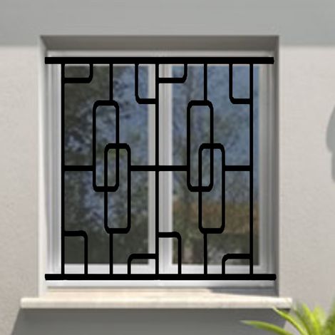 DMS – Grille de défense en acier prépeinte 45 cm x 100 cm – Pose facile par scellement – Cadre en fer plat 25x8mm – Fabrication française