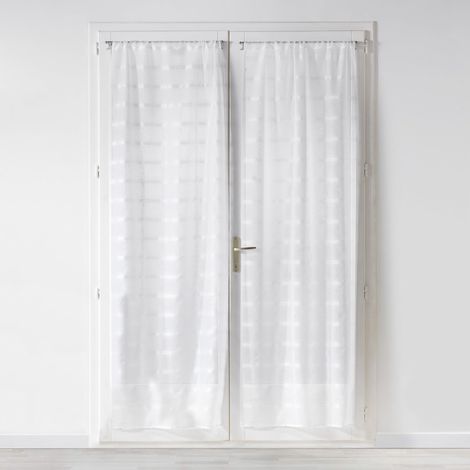 Douceur d'Intérieur - Coppia di tende dritte con passanti, 2 pezzi, 70 x 200 cm, in voile, sabbia bianca candida (1/4)