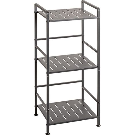 Etagère de 3 niveaux meuble de rangement en métal Gris anthracite - Longueur 33 x Hauteur 74 x Profondeur 28 cm (1/5)
