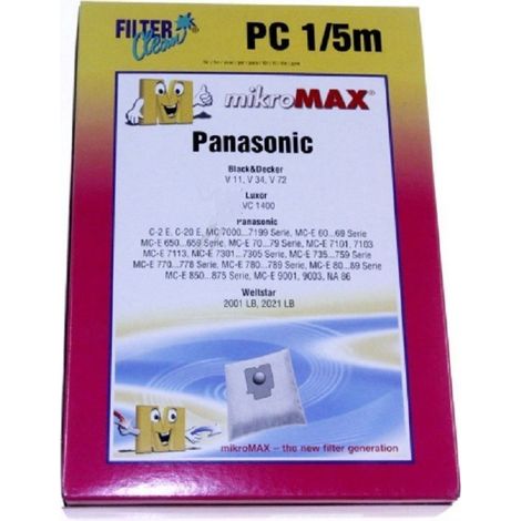 SAC PC1/5M NON TISSE (X4) +1FILTRE POUR ASPIRATEUR PANASONIC