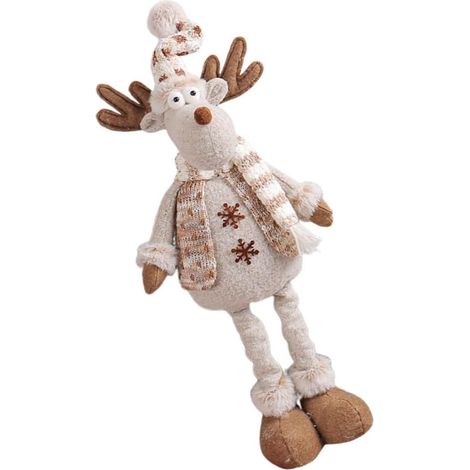 Poupée en Peluche De Noël Décorative à Tête De Cerf Pointue, Taille Moyenne, Tricotée, Décoration De Table Festive, Ornement De Bureau Et Vitrine pour Scènes De Noël (1/5)