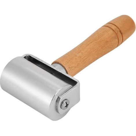 Poignée en bois Outils de plateau en cuir Presse de bord Rouleau de métal pour rouleau de colle à cuir, 100 mm, 60 mm, 26 mm, ton argenté(60mm) (1/5)