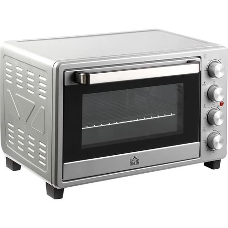 Mini horno eléctrico 32L 1600W horno eléctrico con 3 modos de calor temporizador bandeja ajustable y temperatura regulable 52,2x38,1x33,5 cm plata (1/5)
