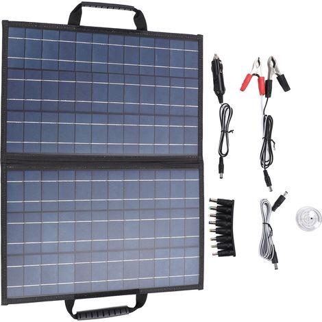 Kit de panneaux solaires avec compteur de réglage d'angle en silicium polycristallin 80 W pliable 2 ports USB 1 type C DC chargeur portable pour téléphone tablette extérieur