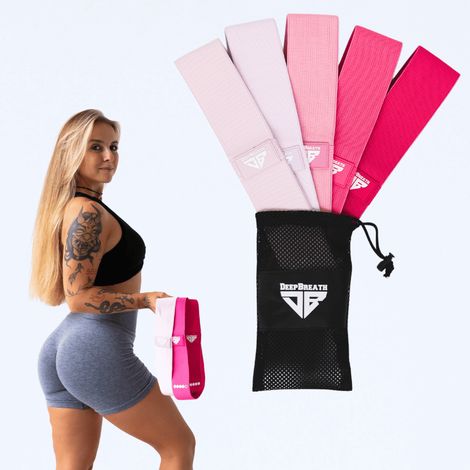 Bande elastiche in tessuto per fitness – mini band rosa (1/5)