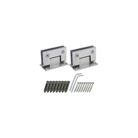 Set di 2 cerniere a 90 gradi per porta doccia con viti, spessore 4 mm, in acciaio inox per porte bagno e vetro (argento) - Crezuo